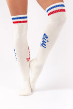 Cheerleader Over Knee Wool Socks - Offwhite