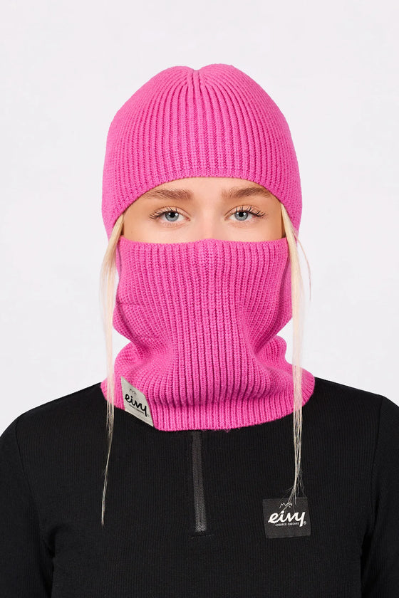 Foldable Knit Balaclava Beanie - True Pink