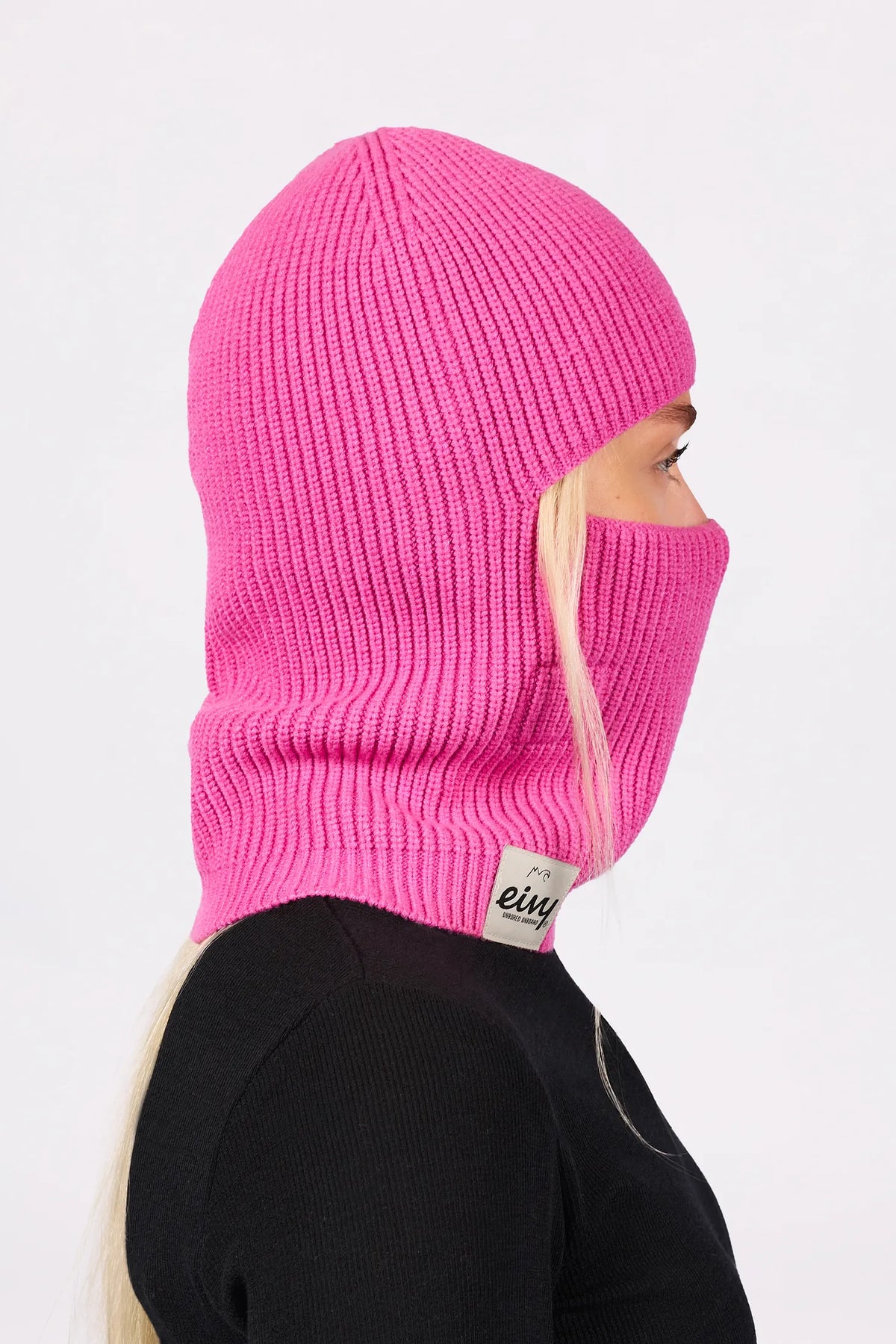 Foldable Knit Balaclava Beanie - True Pink
