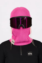 Foldable Knit Balaclava Beanie - True Pink