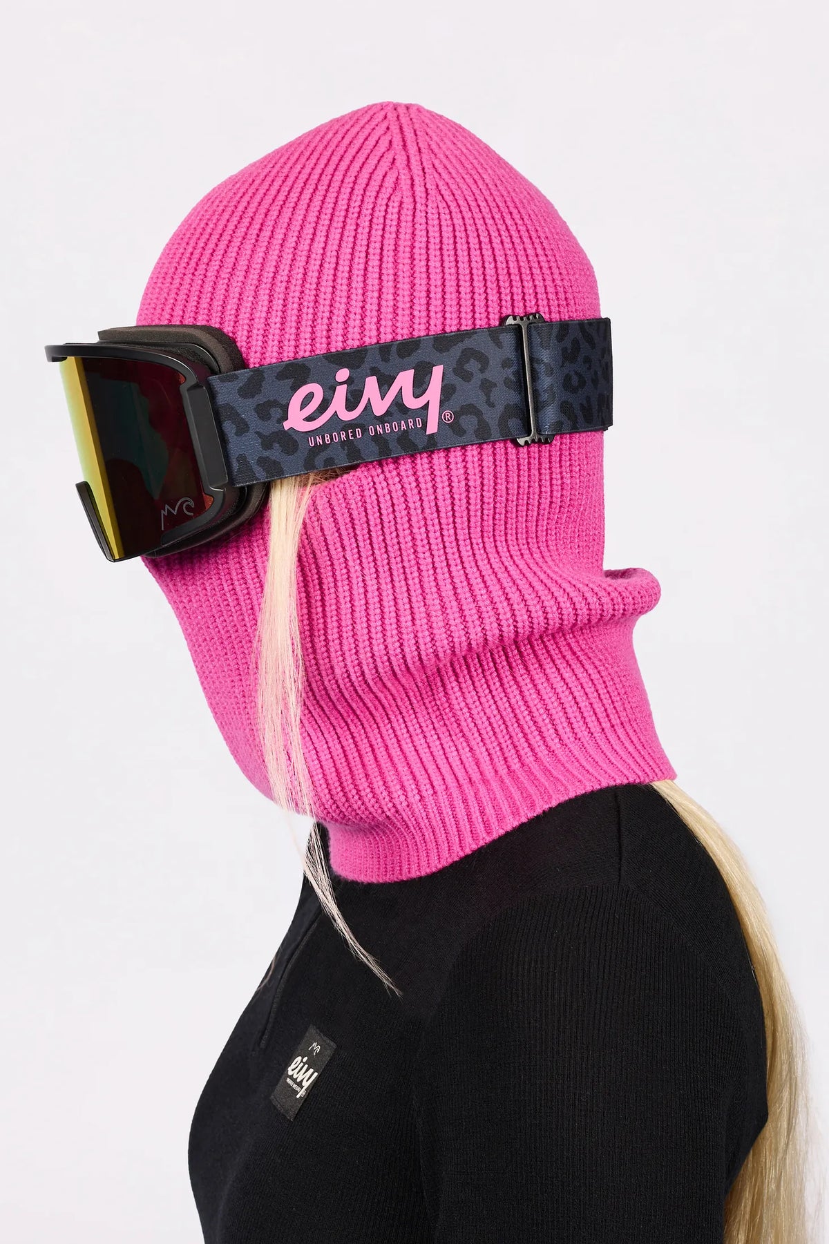 Foldable Knit Balaclava Beanie - True Pink