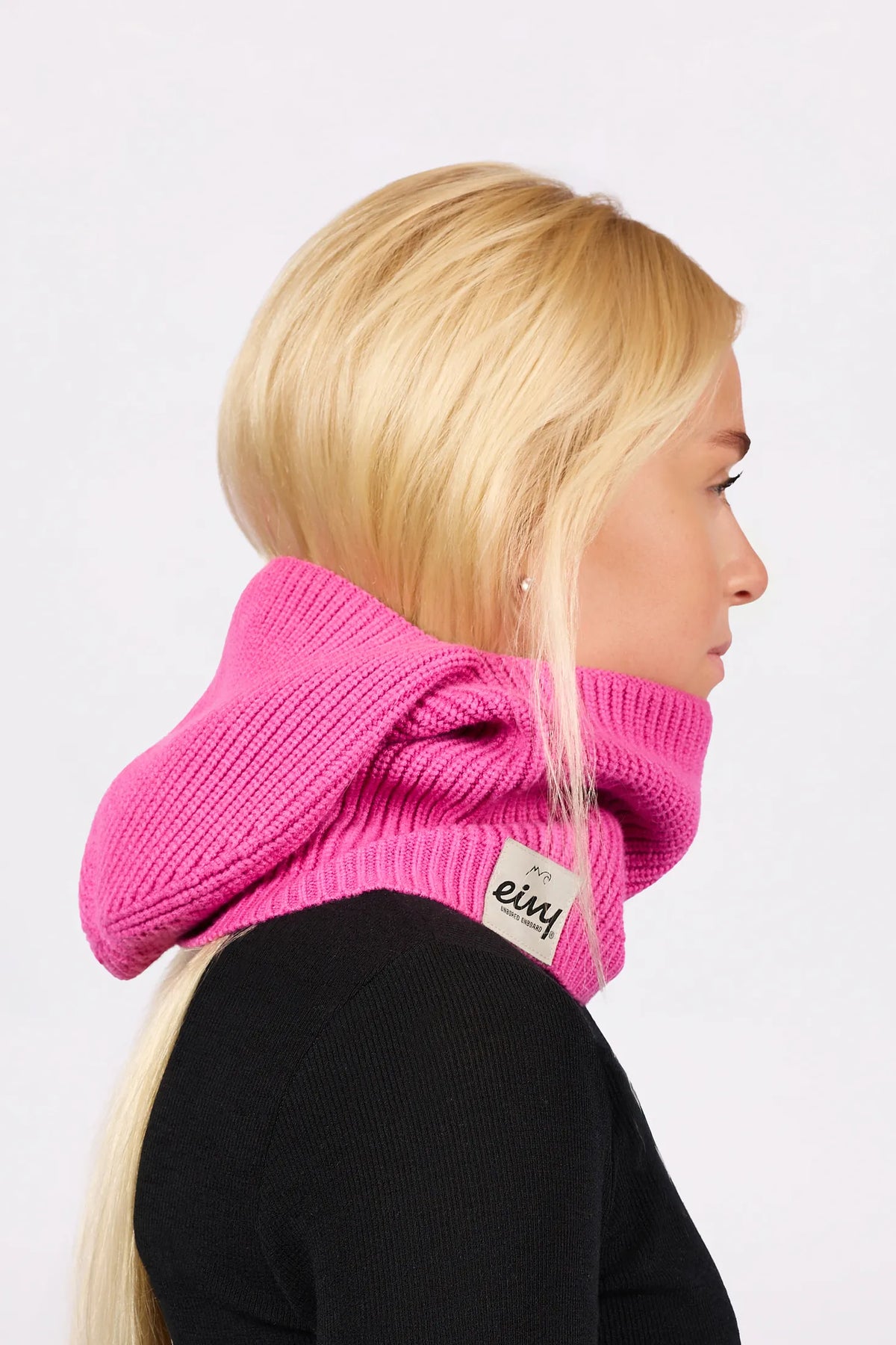 Foldable Knit Balaclava Beanie - True Pink