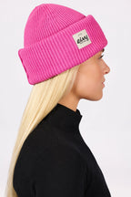 Foldable Knit Balaclava Beanie - True Pink