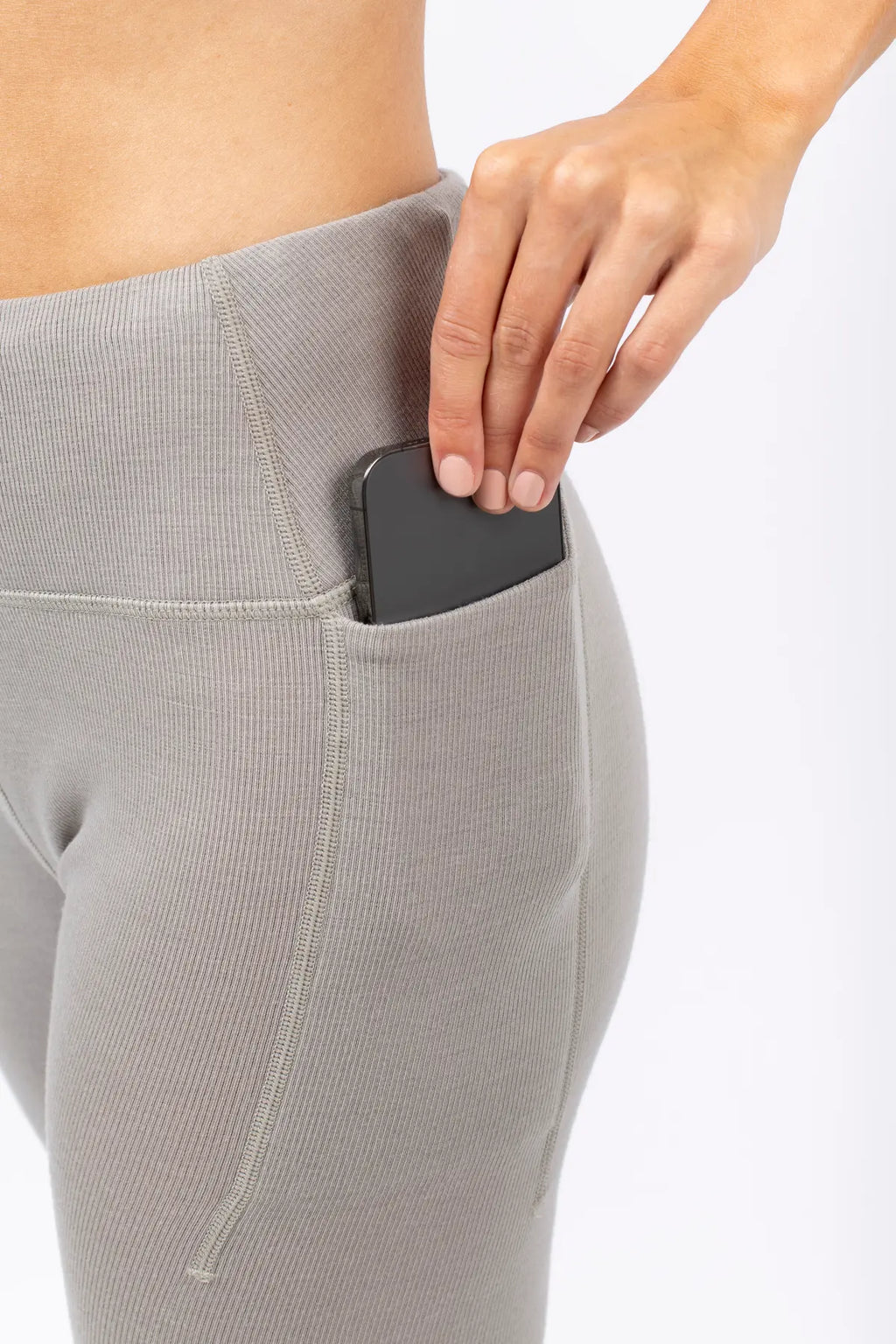 Pocket Merino Wool Rib Tights - Faded Oak