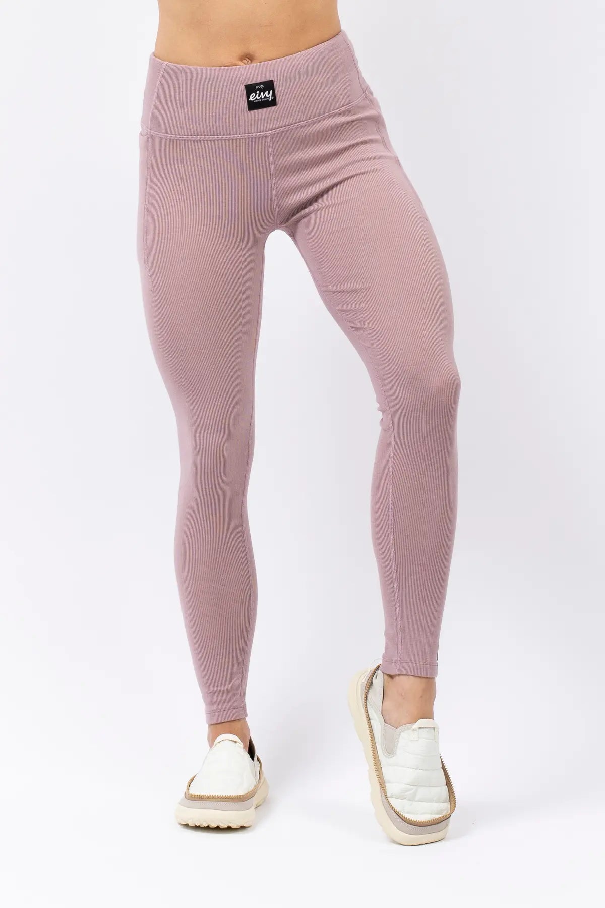 Pocket Merino Wool Rib Tights - Faded Woodrose