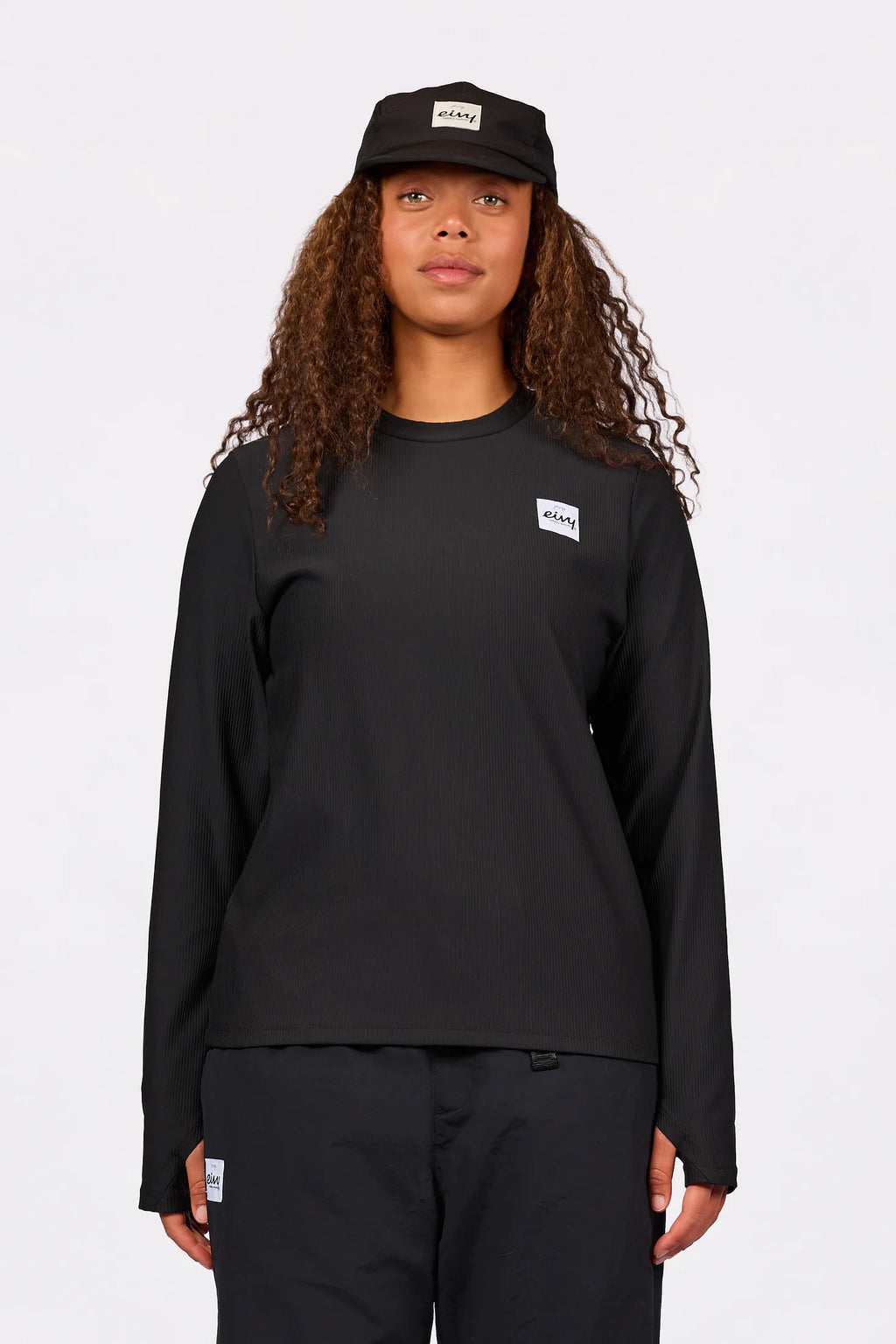 Versa Loose Fit Rib Top - Black