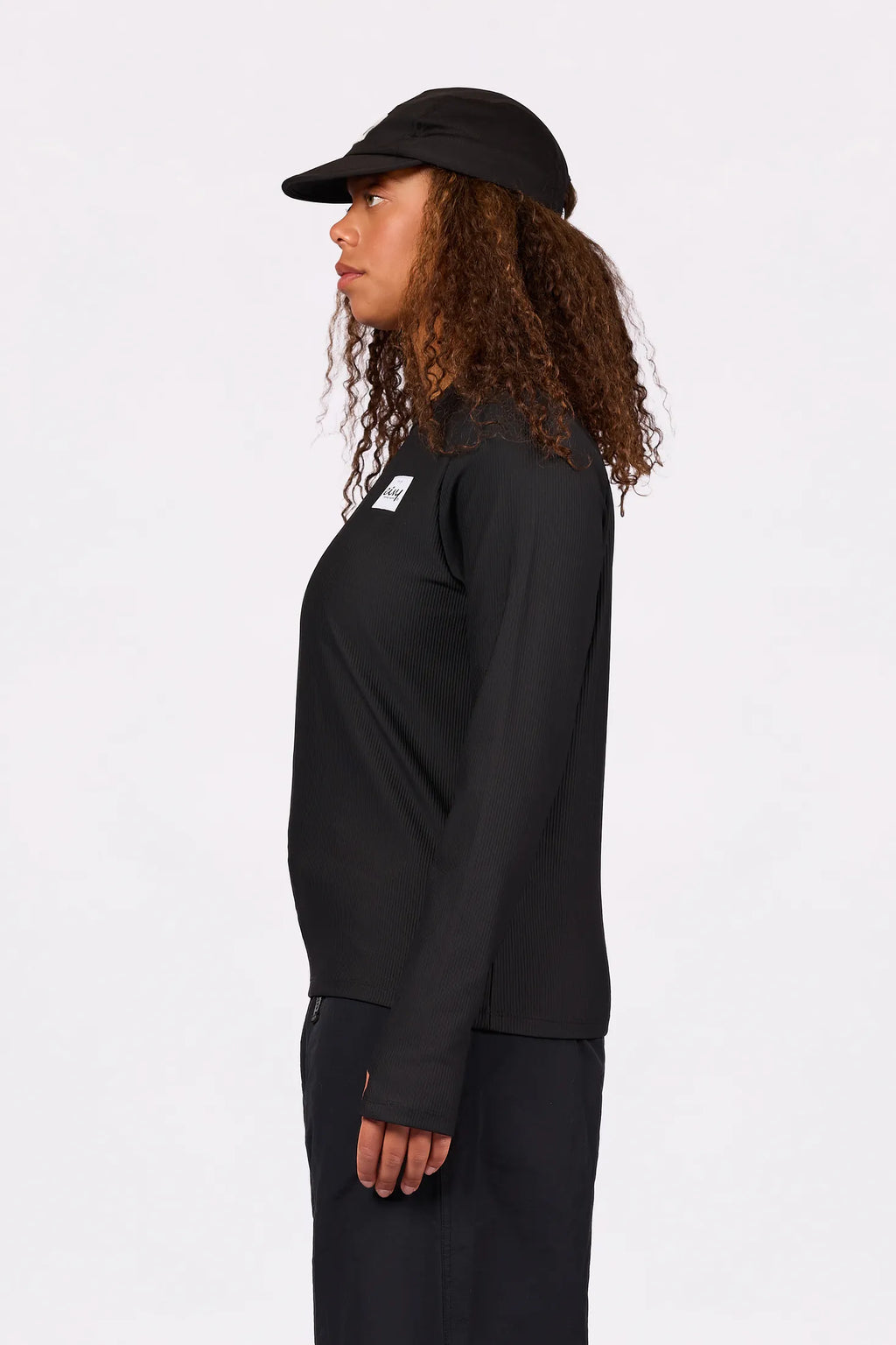 Versa Loose Fit Rib Top - Black