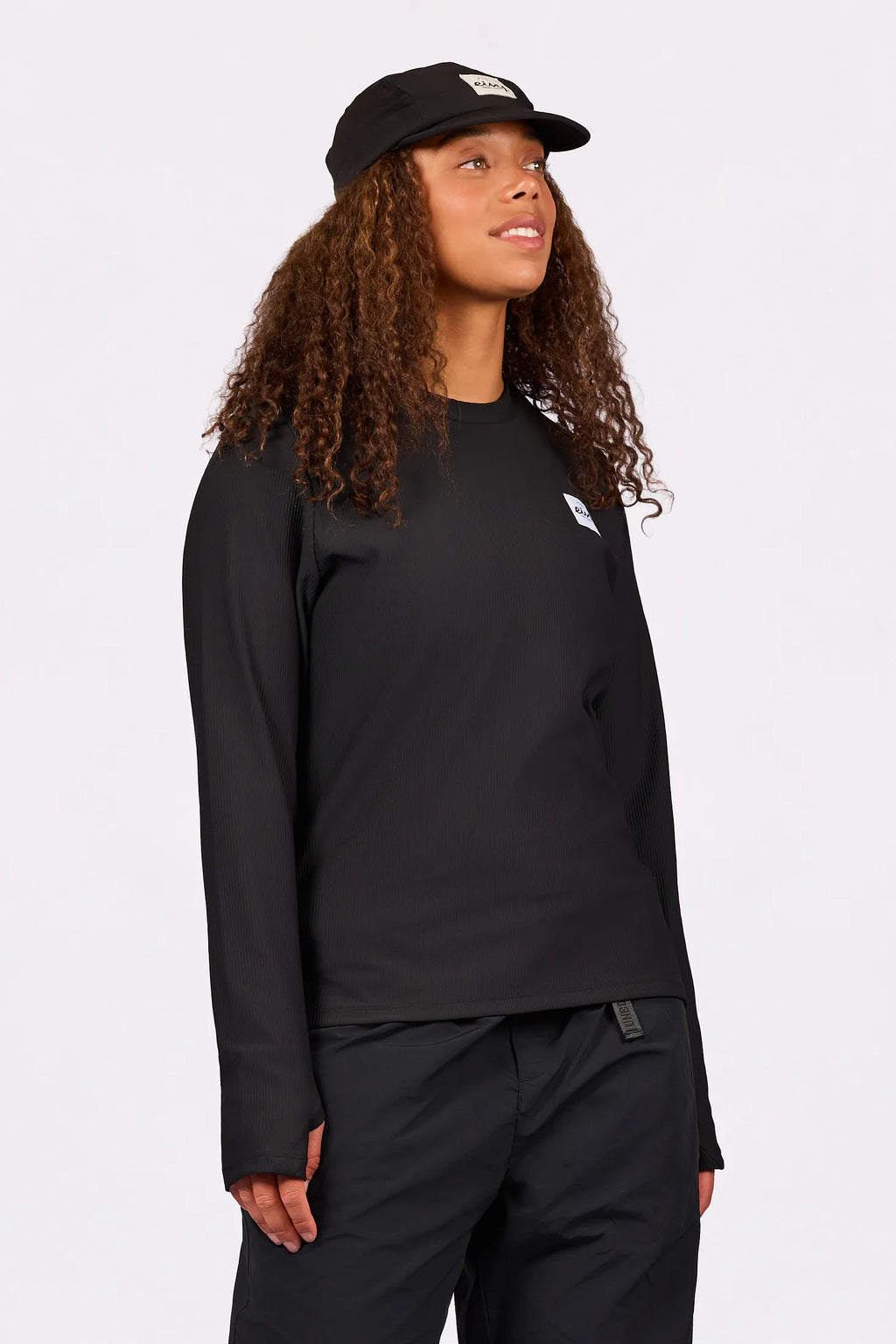 Versa Loose Fit Rib Top - Black