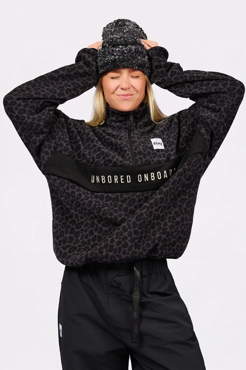 Ball Fleece Black Leopard – polaire femme demi-zip