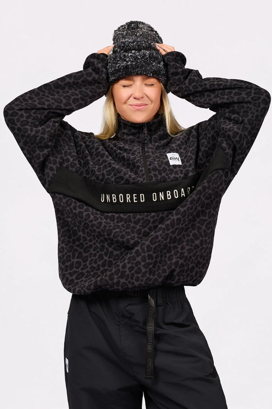 Ball Fleece Black Leopard – women's half zip fleece