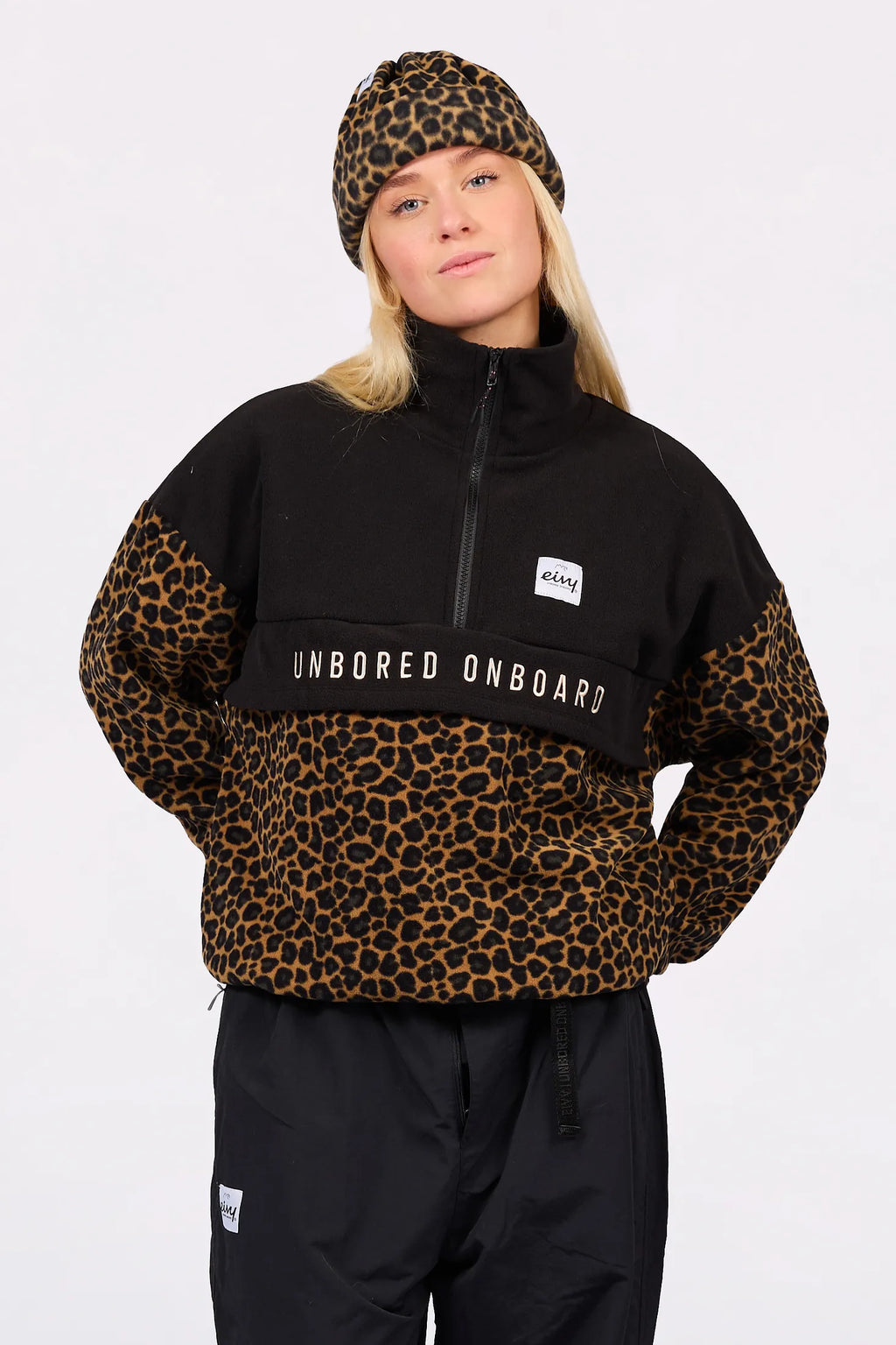 Ball Fleece Black/Leopard – women's half zip fleece, image 2