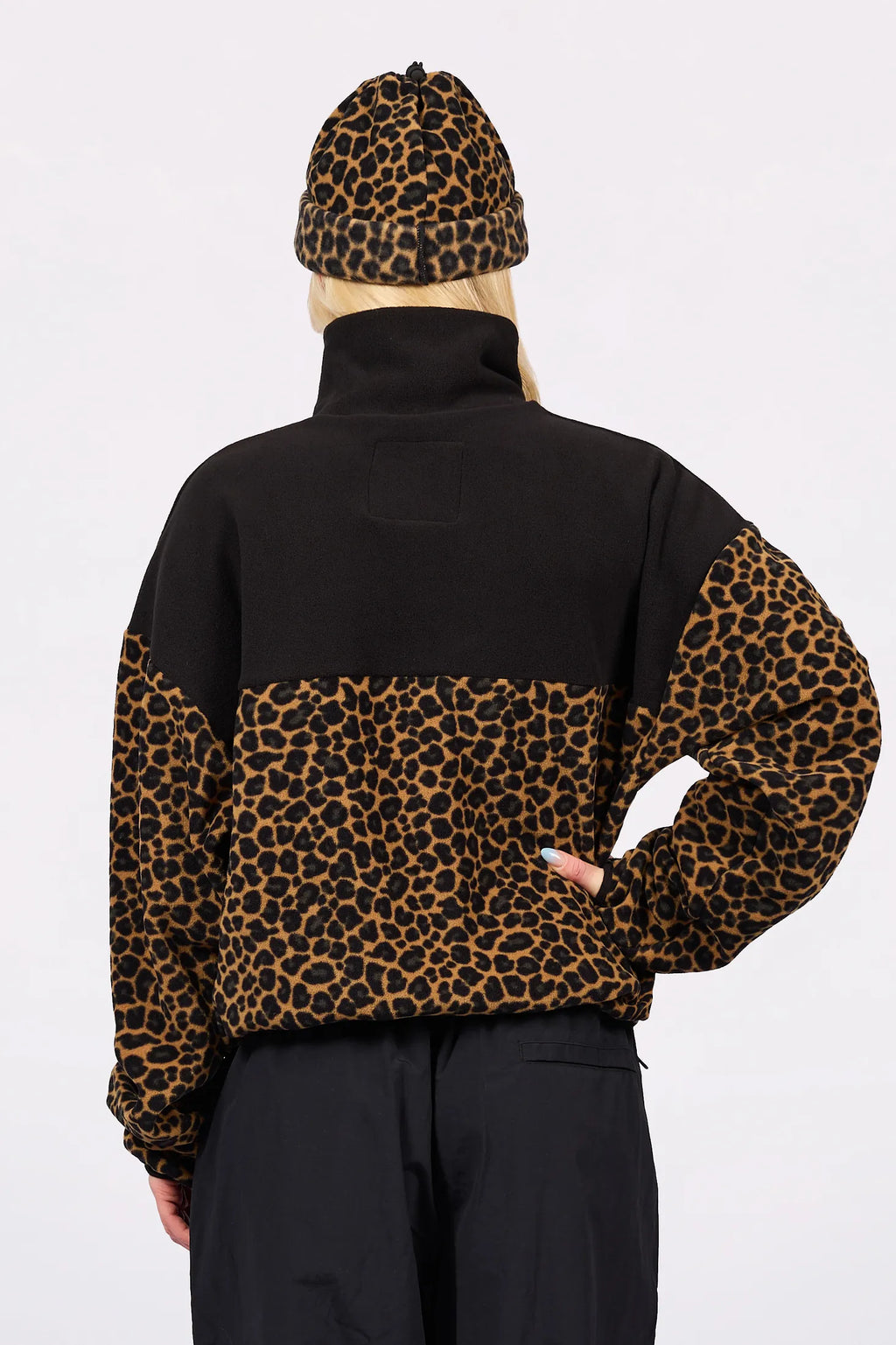 Ball Fleece Black/Leopard – women's half zip fleece, image 5