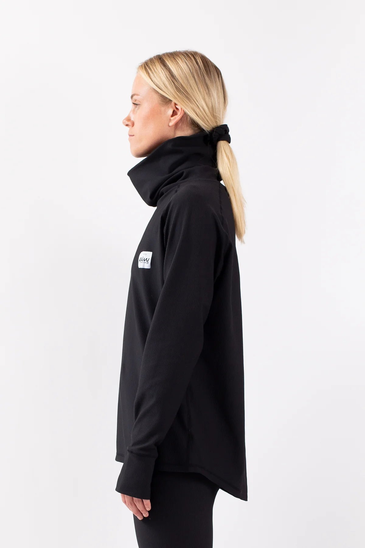 Loose Fit Gaiter Rib Top - Black