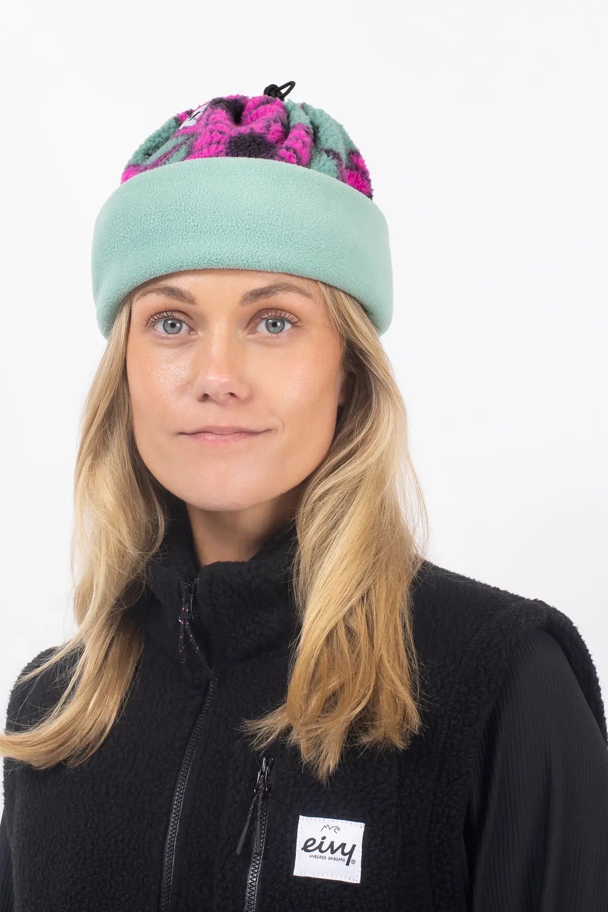 Beanie Sherpa Neckwarmer - Turquoise Flower