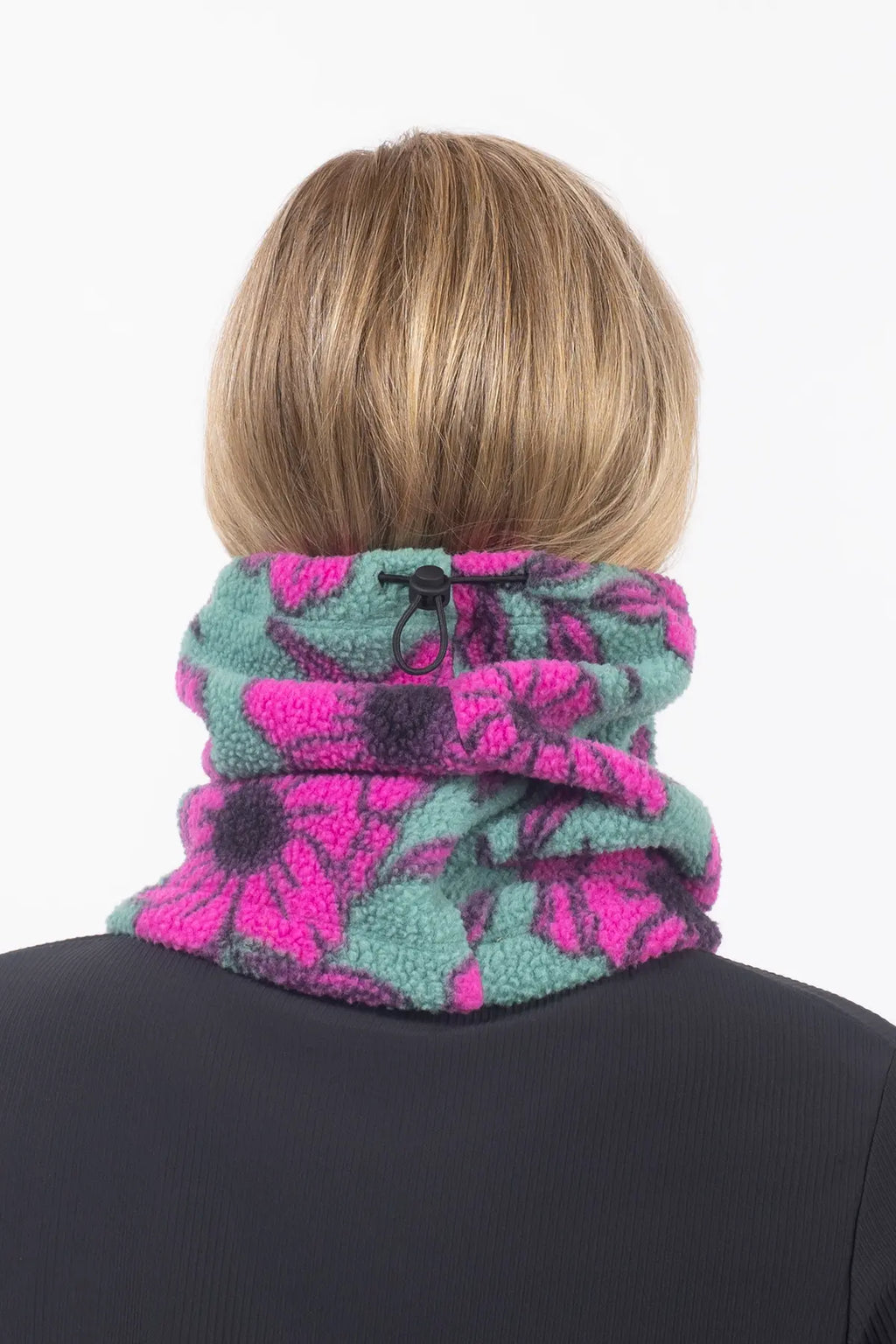 Beanie Sherpa Neckwarmer - Turquoise Flower