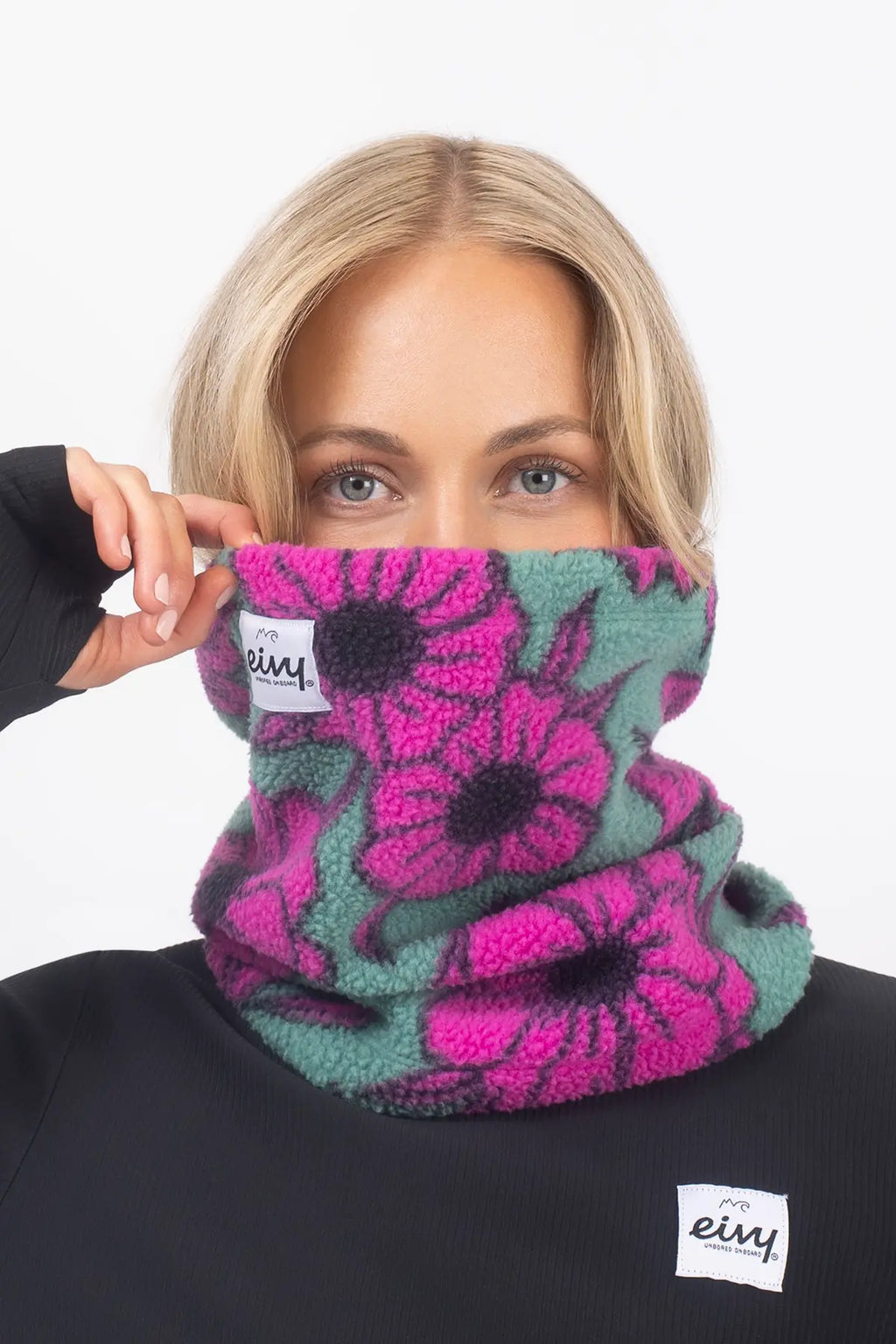 Beanie Sherpa Neckwarmer - Turquoise Flower