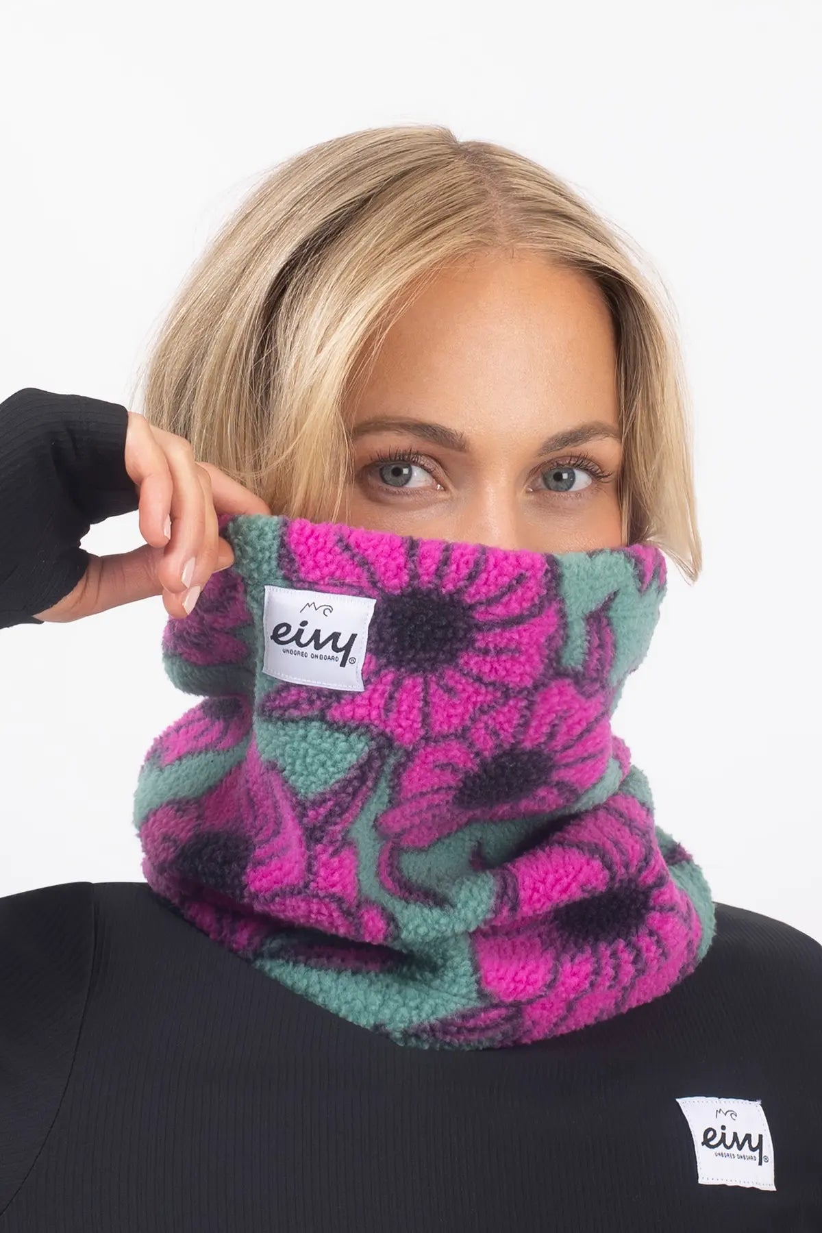 Beanie Sherpa Neckwarmer - Turquoise Flower