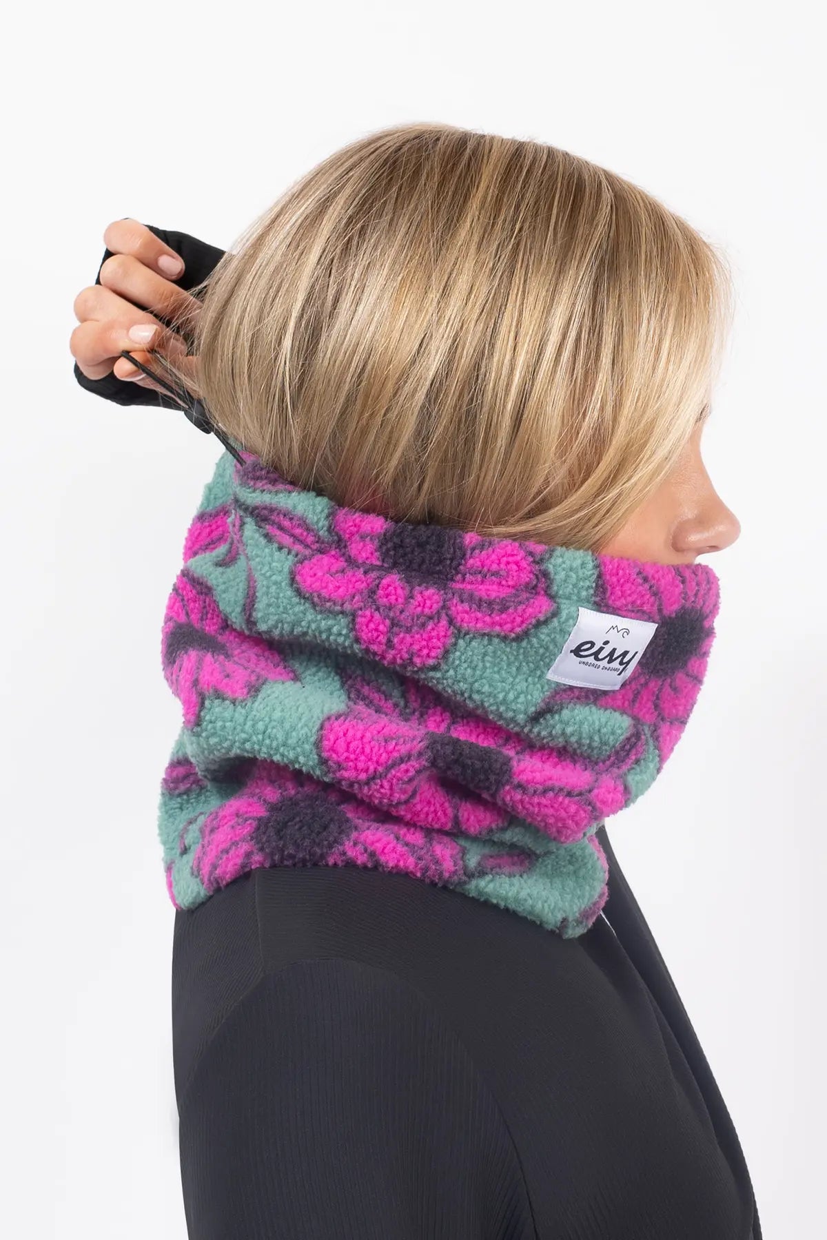Beanie Sherpa Neckwarmer - Turquoise Flower