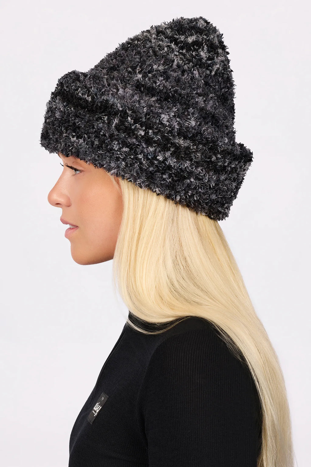 Boucle Knit Beanie - Black