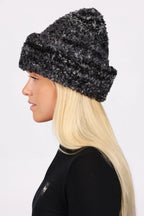 Boucle Knit Beanie - Black