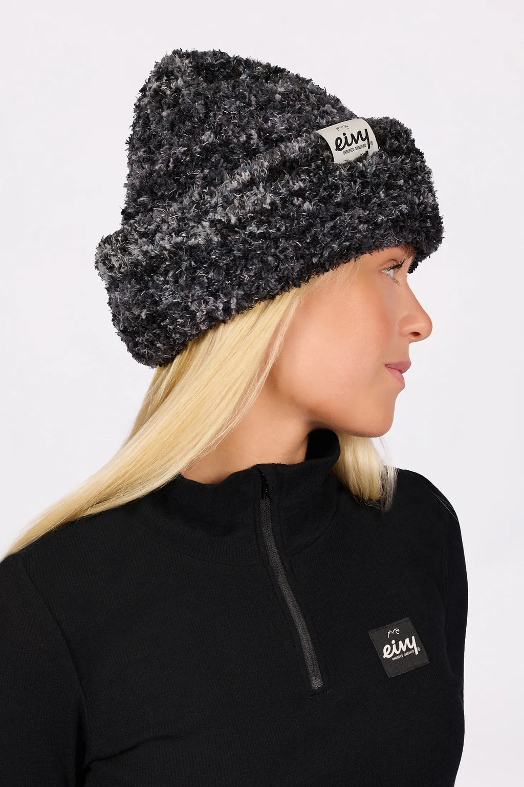 Boucle Knit Beanie - Black