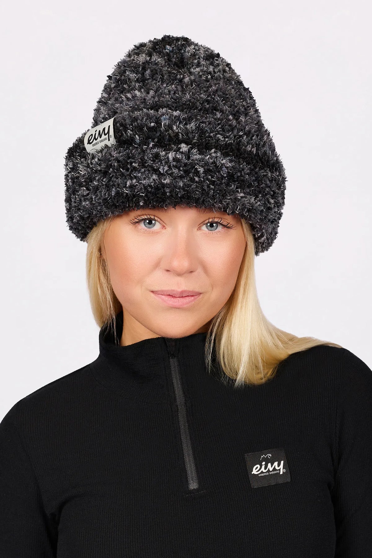 Boucle Knit Beanie - Black
