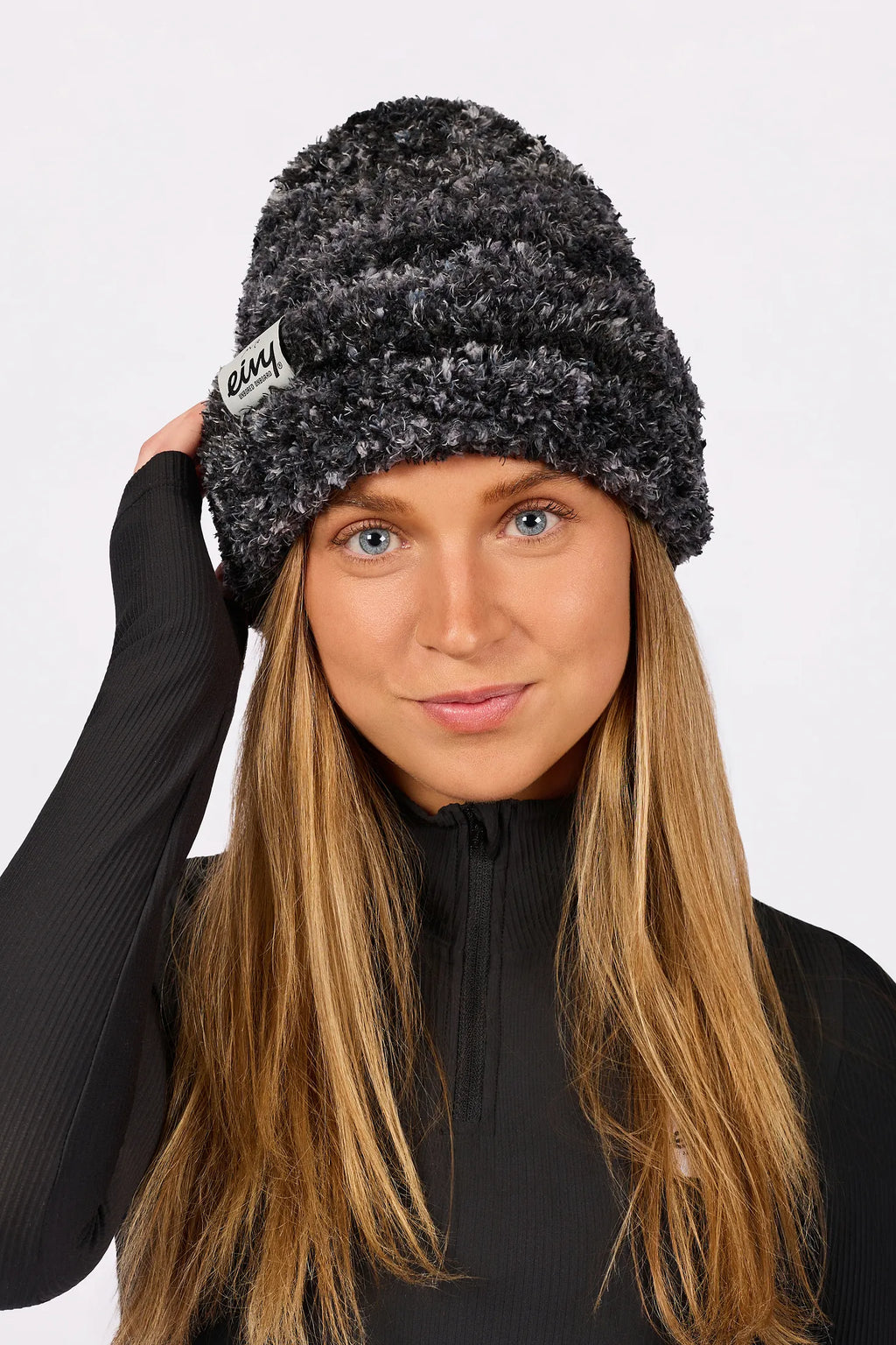 Boucle Knit Beanie - Black