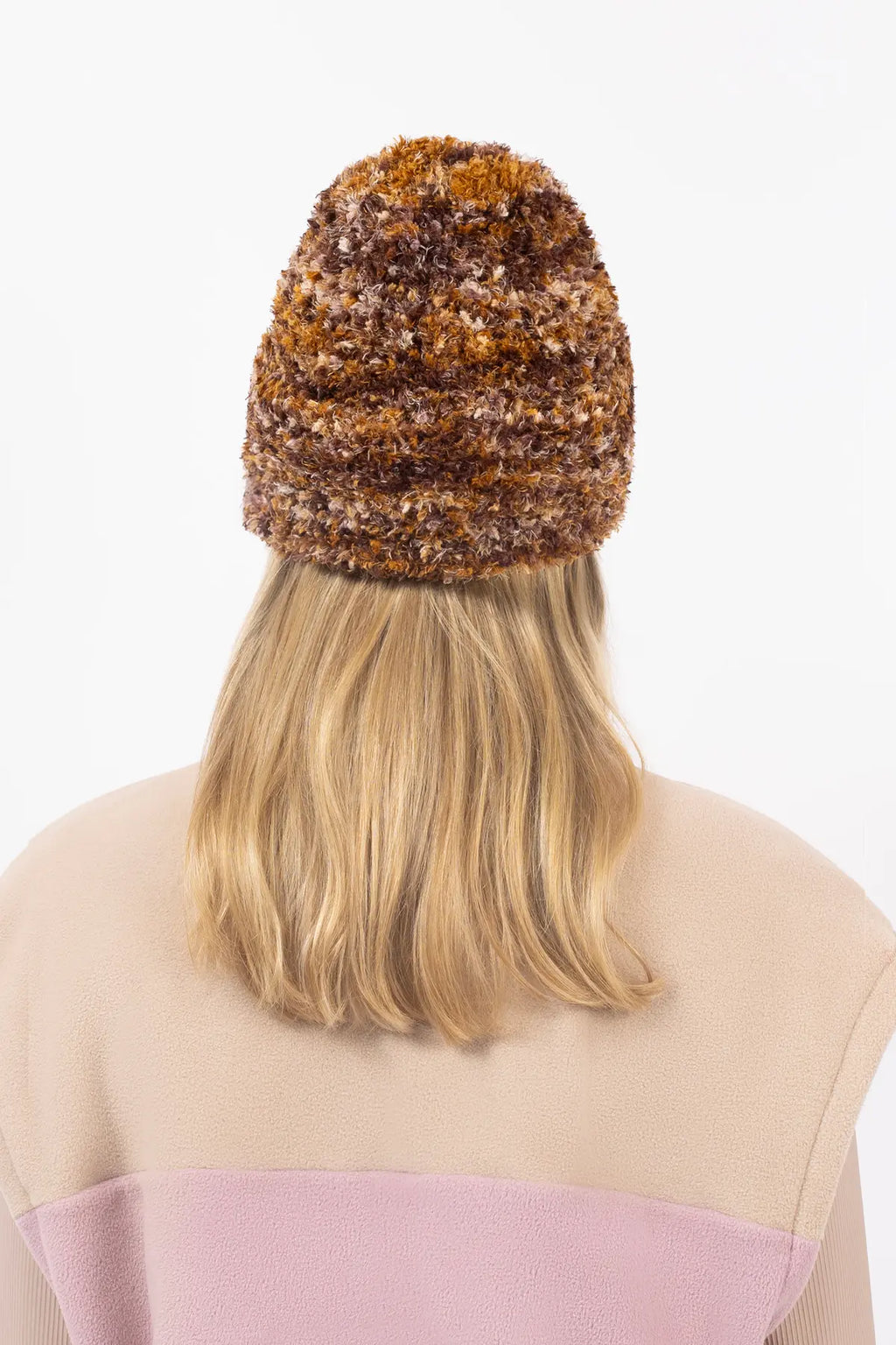 Boucle Knit Beanie - Brown