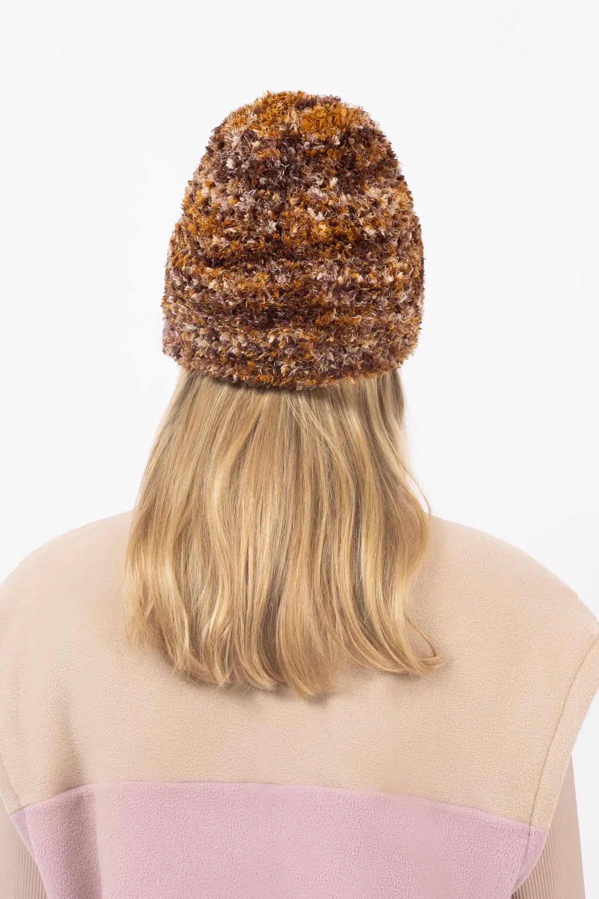 Boucle Knit Beanie - Brown