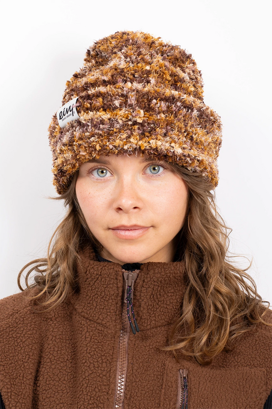 Boucle Knit Beanie - Brown