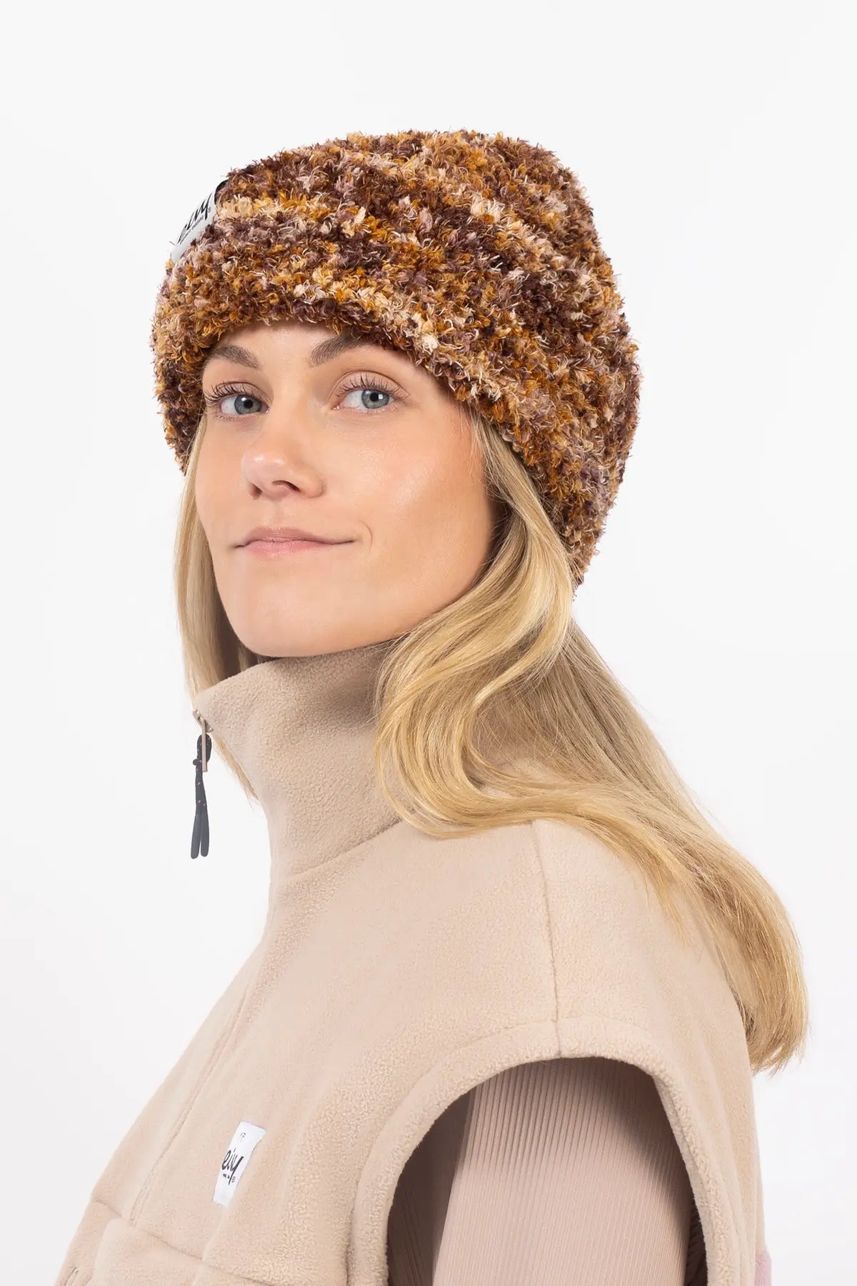 Boucle Knit Beanie - Brown