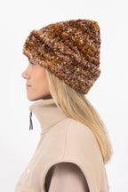 Boucle Knit Beanie - Brown