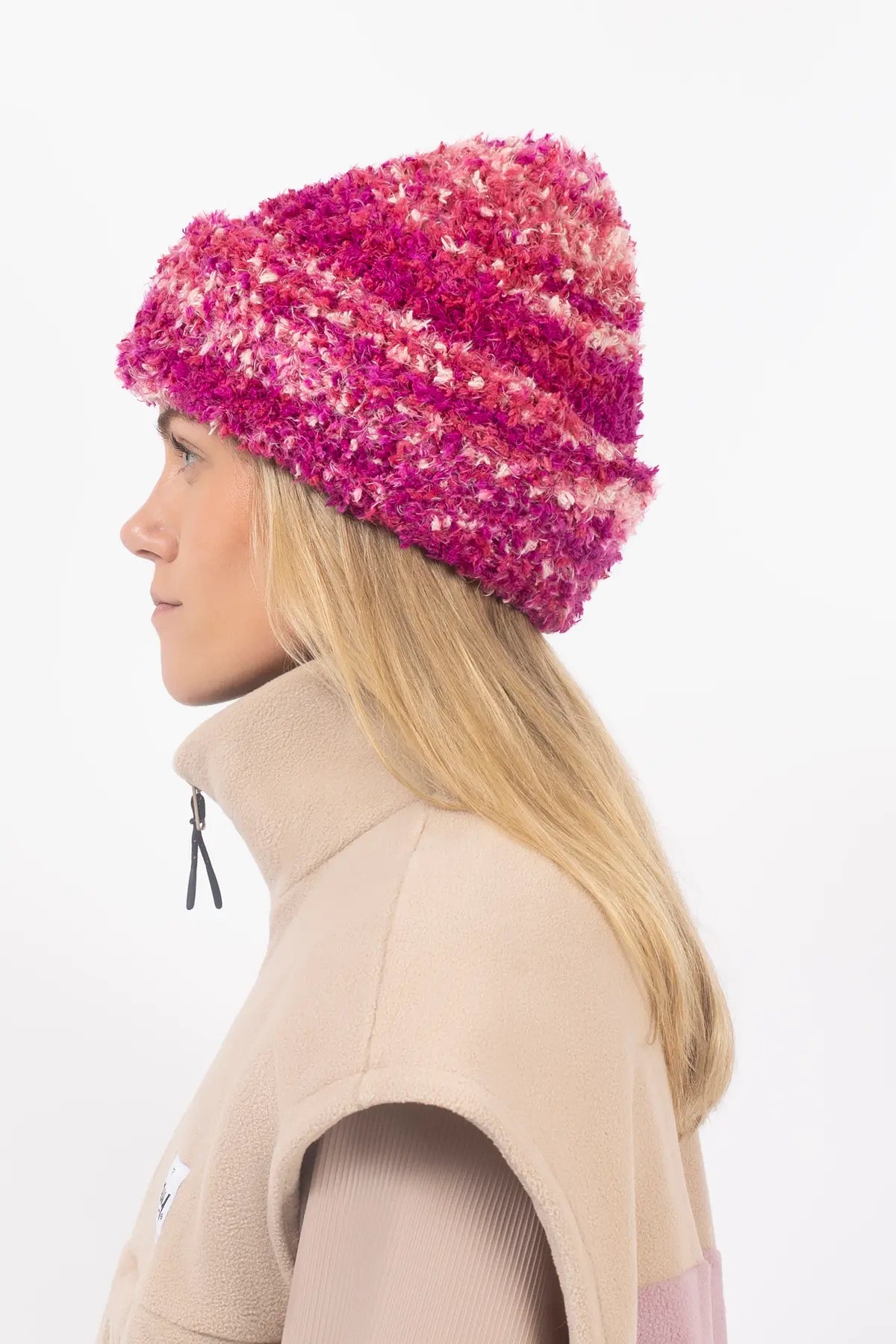 Boucle Knit Beanie - Pink