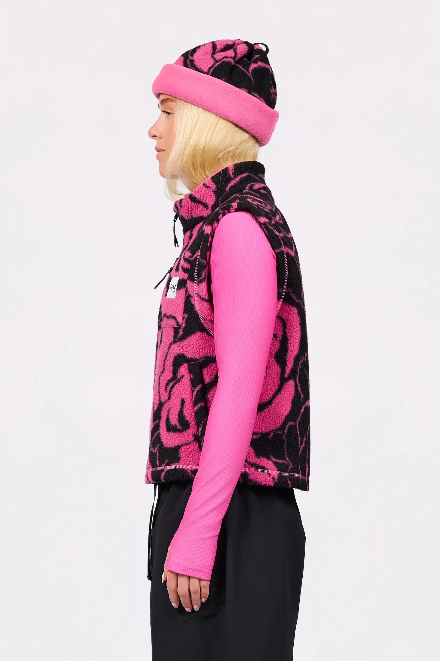 Boxy Sherpa Vest - Pink Rose