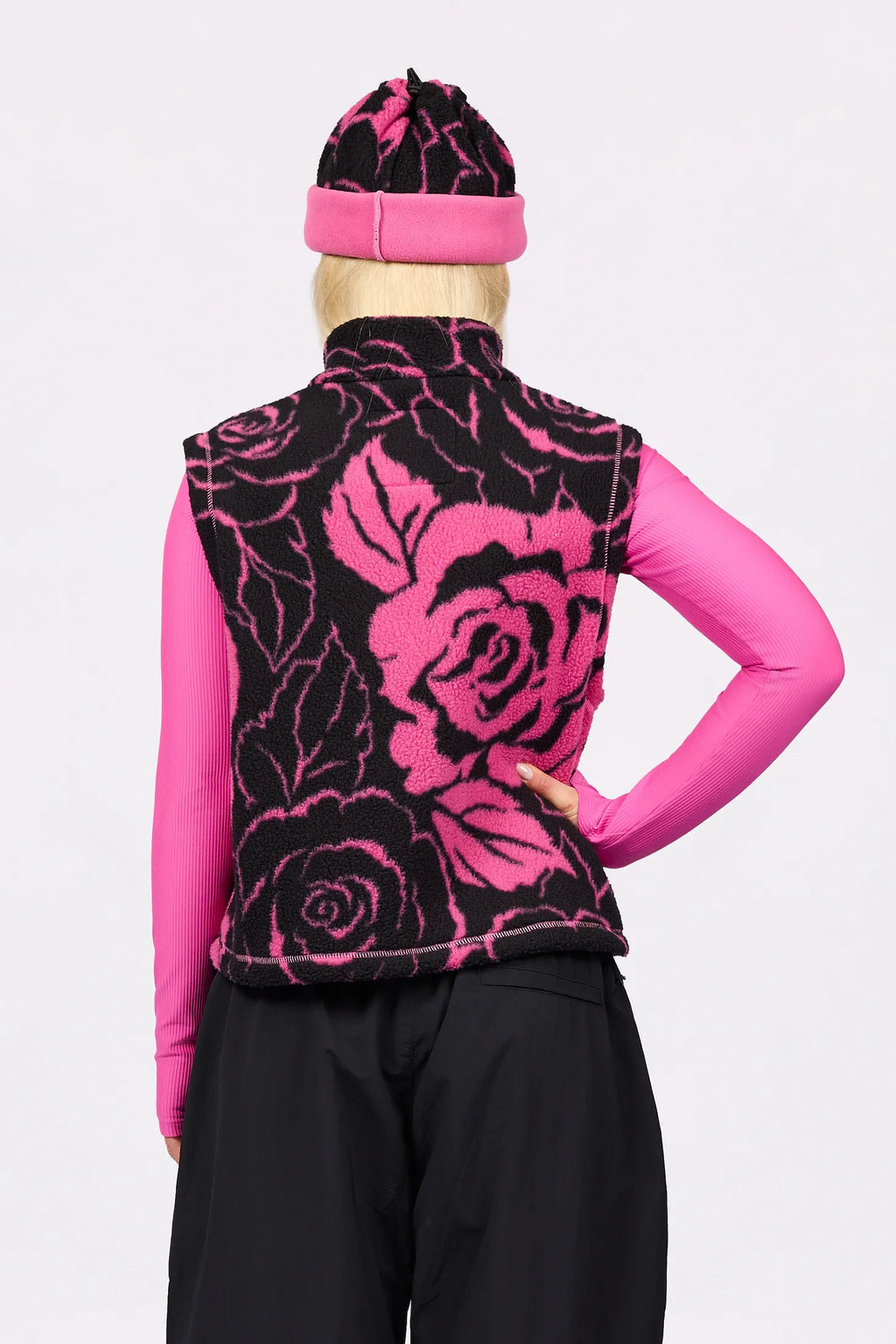 Boxy Sherpa Vest - Pink Rose