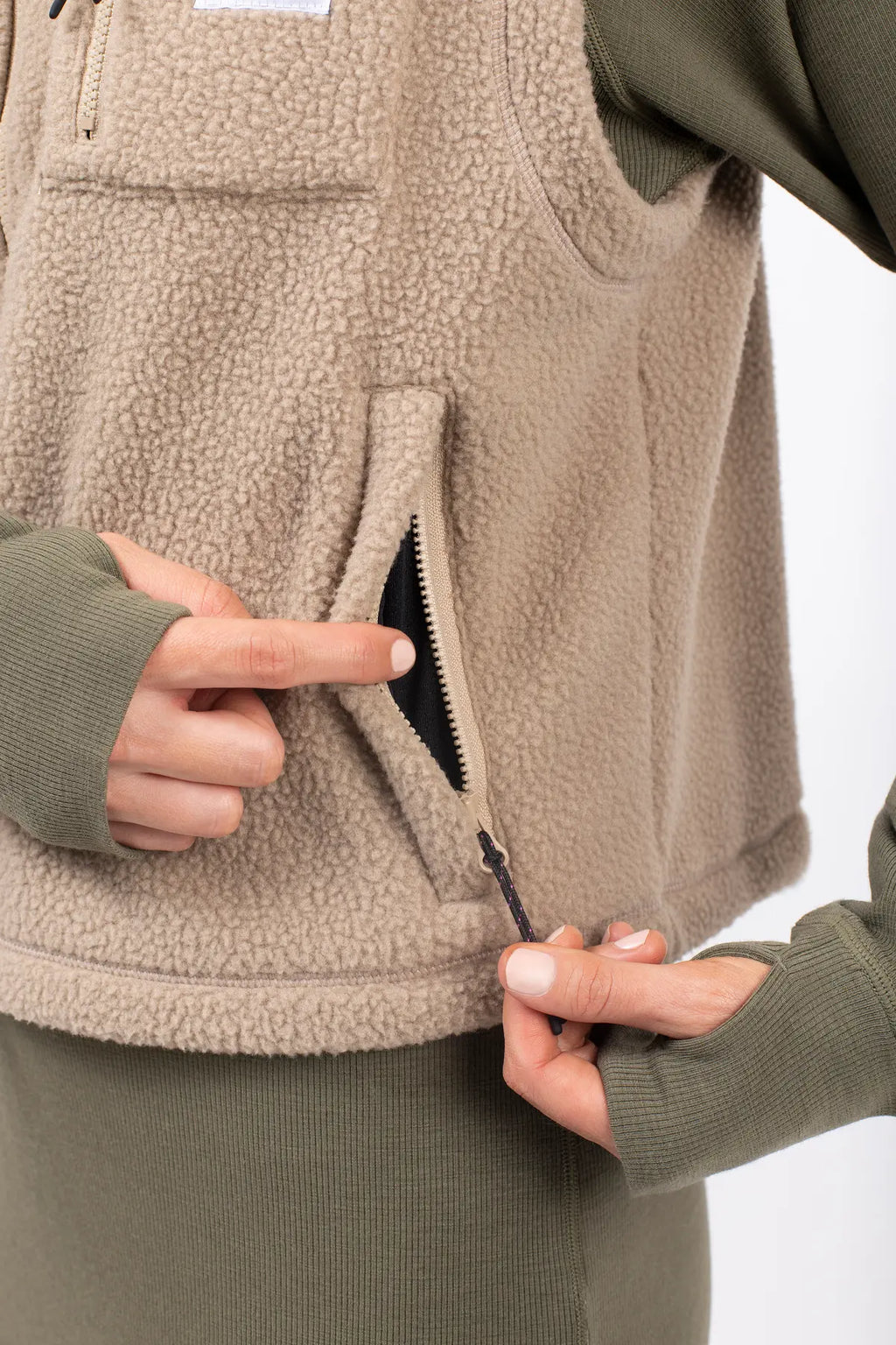 Boxy Sherpa Vest - Sand