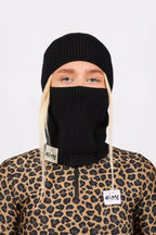 Foldable Knit Balaclava Beanie - Black