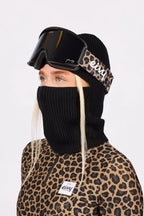 Foldable Knit Balaclava Beanie - Black