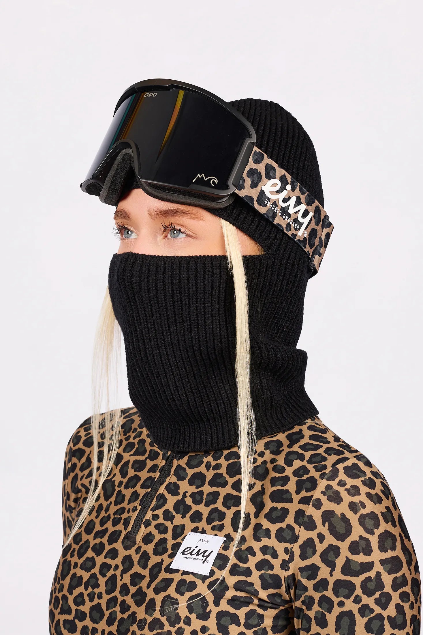 Foldable Knit Balaclava Beanie - Black