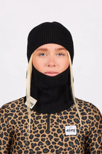 Foldable Knit Balaclava Beanie - Black