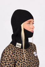 Foldable Knit Balaclava Beanie - Black