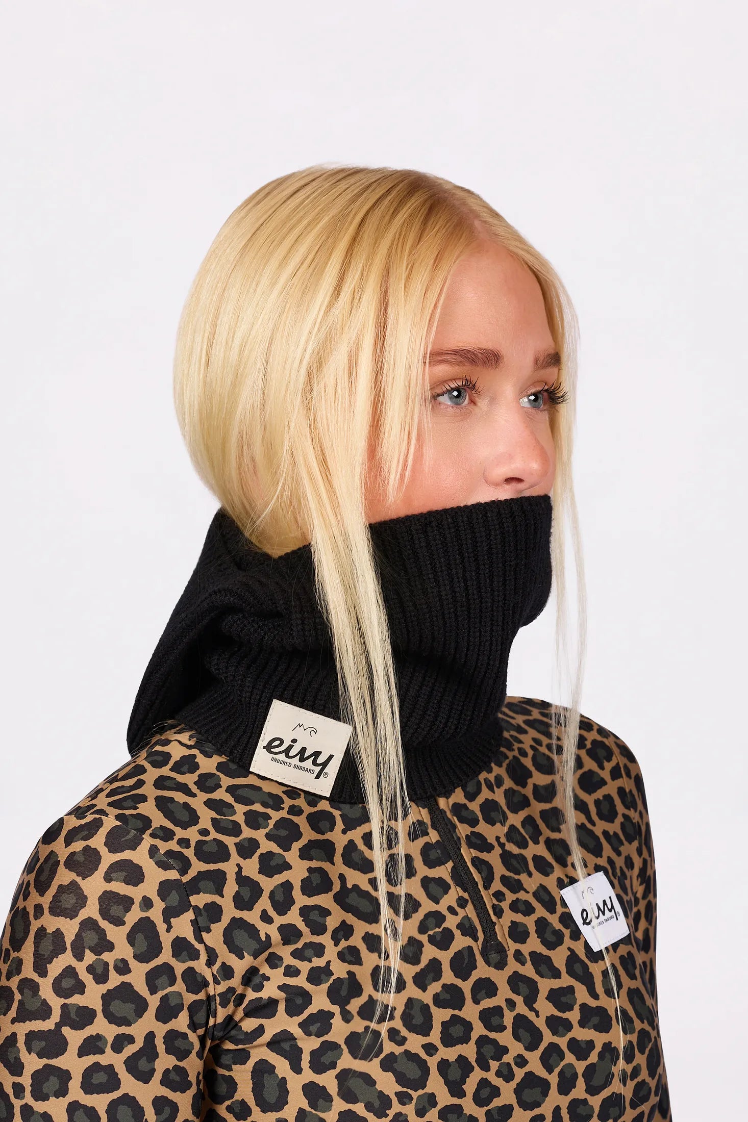 Foldable Knit Balaclava Beanie - Black
