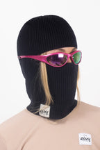 Foldable Knit Balaclava Beanie - Black