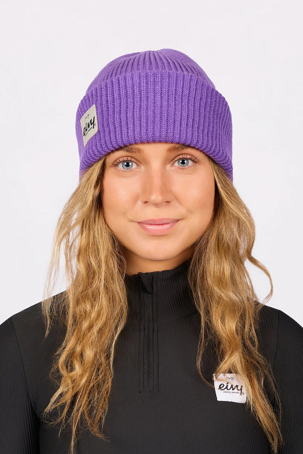 Foldable Knit Balaclava Beanie - Grape
