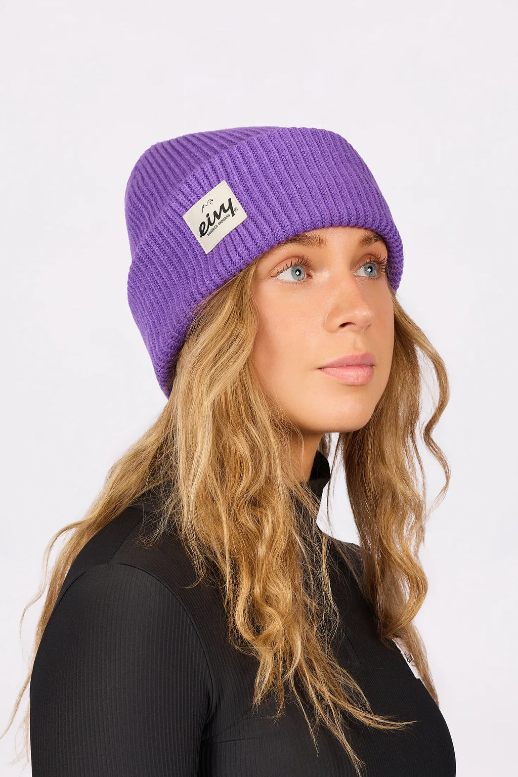 Foldable Knit Balaclava Beanie - Grape