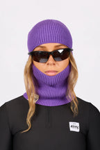 Foldable Knit Balaclava Beanie - Grape