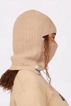 Foldable Knit Balaclava Beanie - Sand