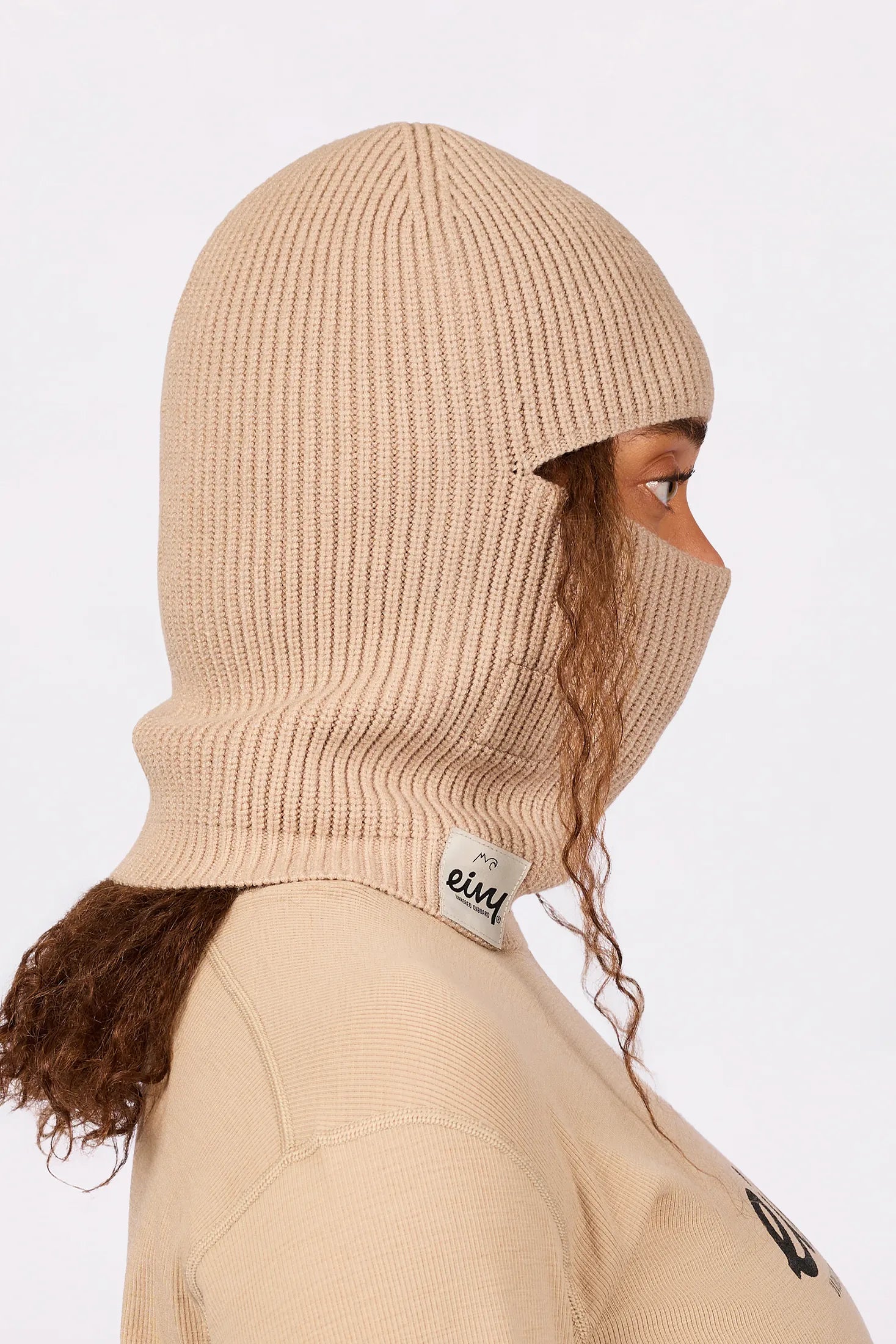 Foldable Knit Balaclava Beanie - Sand