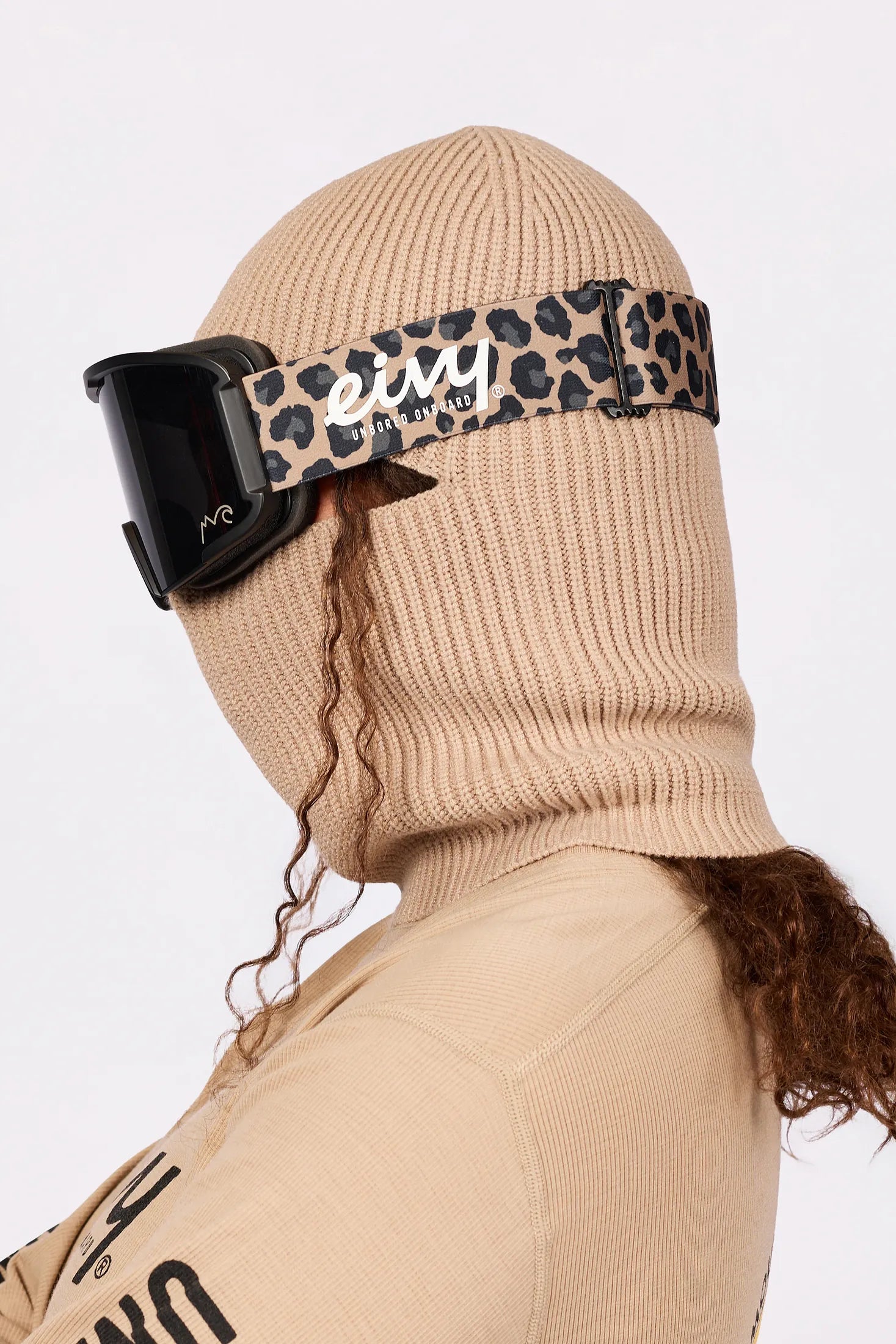 Foldable Knit Balaclava Beanie - Sand