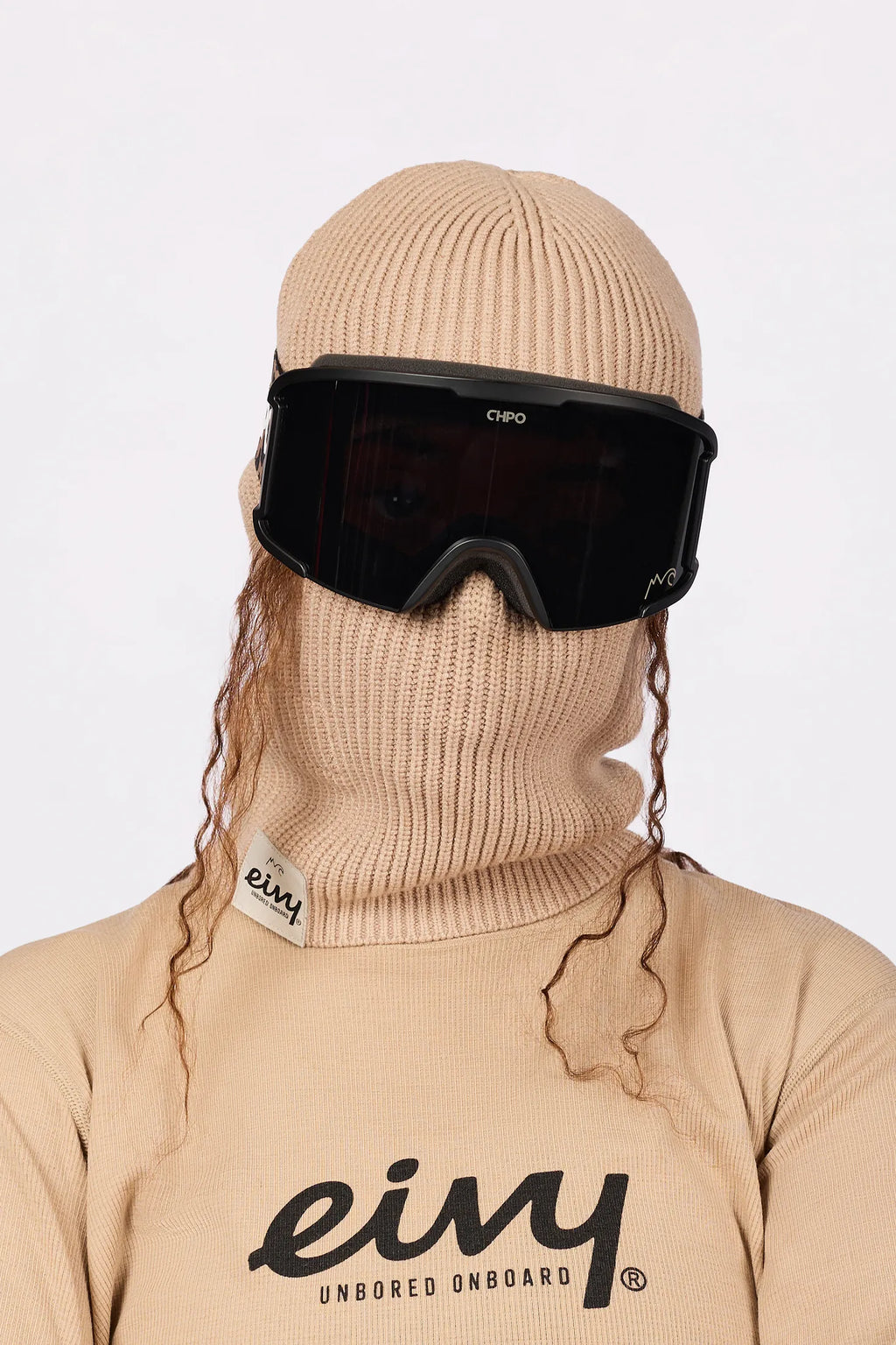 Foldable Knit Balaclava Beanie - Sand